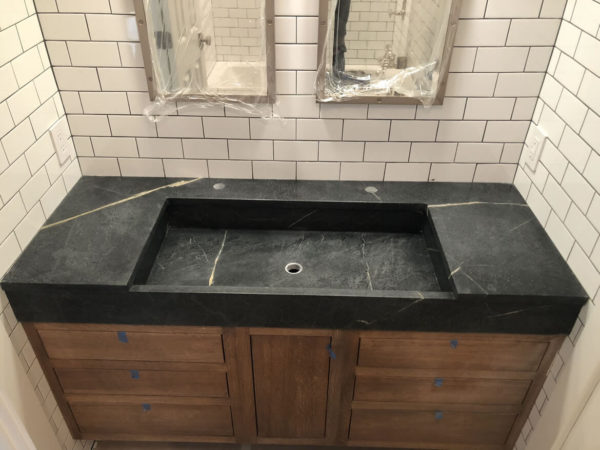 bathroom sinks and countertops of soapstone
